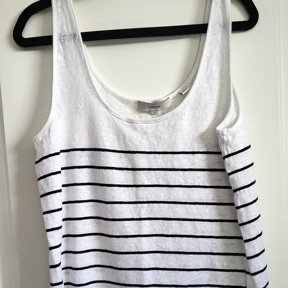 Vince Black and White Striped Crop Tank - Picture 4 of 9